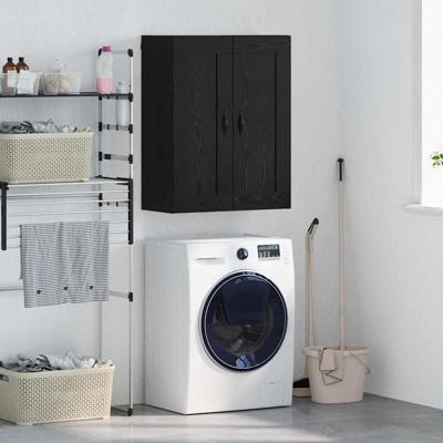 Wandkast Zwart Eiken 69,5 x 34 x 90 cm Bewerkt hout