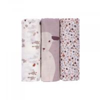 Lässig Heavenly soft swaddle doek / luier L 3 stuks Tiny Farmer Flowers 80 x 80 cm - thumbnail