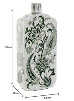 Vaas Home ESPRIT Wit Groen Porselein Blad van een plant 16,5 x 8 x 38 cm - thumbnail