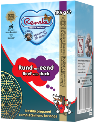 Renske vers bereid rund met eend natvoer hond (tetra) 12 x 185 g