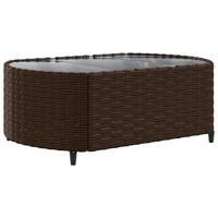 4-delige Loungeset met kussens poly rattan bruin - thumbnail