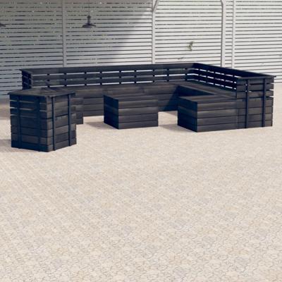 vidaXL 12-delige Loungeset pallet massief grenenhout donkergrijs vidaXL 12-delige Loungeset pallet massief grenenhout donkergrijs