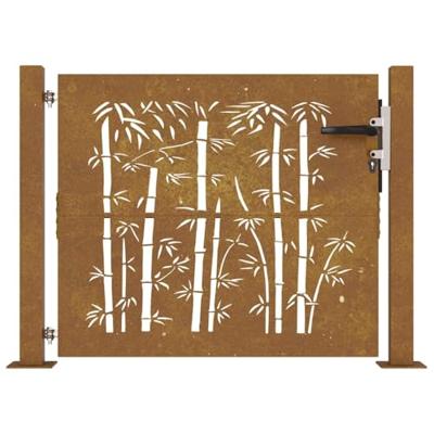 VidaXL Poort 105x80 cm bamboe-ontwerp cortenstaal