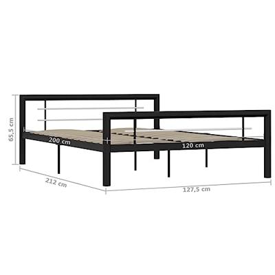 Bedframe metaal zwart en wit 120x200 cm Bedframe metaal zwart en wit 120x200 cm