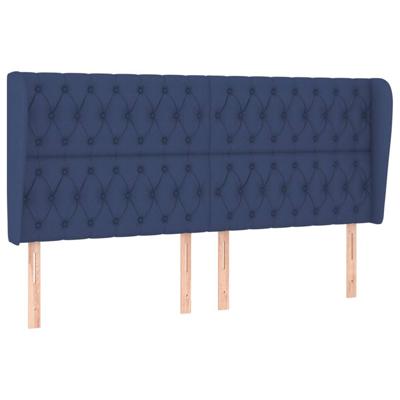 Hoofdbord met randen 183x23x118/128 cm stof blauw