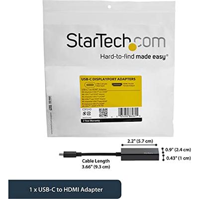 Adapter USB C naar HDMI Startech CDP2HD 4K Ultra HD Zwart - thumbnail