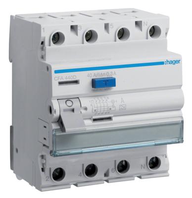 Hager CFA440D CFA440D Aardlekschakelaar 4-polig 40 A 0.3 A Hager CFA440D CFA440D Aardlekschakelaar 4-polig 40 A 0.3 A