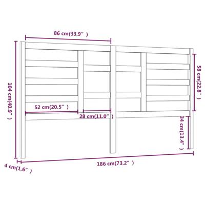 Hoofdbord 186x4x104 cm massief grenenhout honingbruin - thumbnail