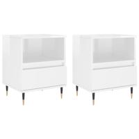 Nachtkastjes 2 st 40x35x50 cm bewerkt hout hoogglans wit - thumbnail