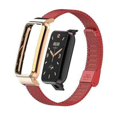 Milanese bandje met case - Rood - Xiaomi Smart band 7 Pro