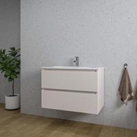 Adema Chaci Badkamermeubelset - 80x46x57cm - 1 ovale keramische wasbak wit - 1 kraangat - 2 lades - mat cotton (beige) SW718717/SW1212765 - thumbnail