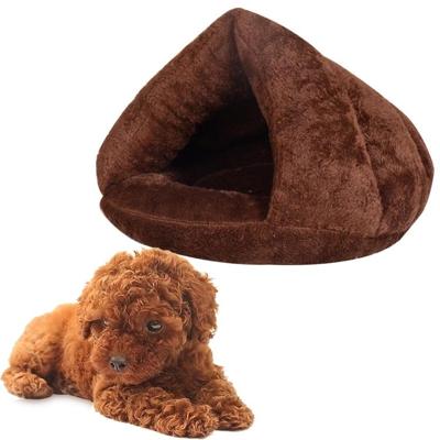Driehoekige kat Kennel Warm dikker Mongoolse Yurt honden katten huis grootte: M 40 × 40 × 30 cm (donkere koffie)