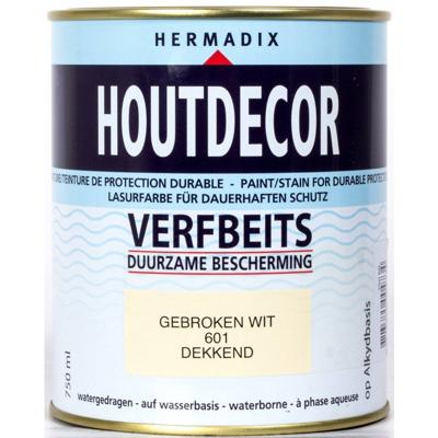 Hermadix houtdecor zijdeglans 750 ml gebroken wit (601) dekkend