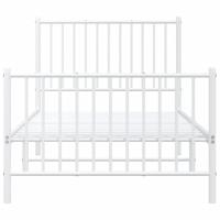 Bedframe met hoofd- en voeteneinde metaal wit 90x200 cm - thumbnail
