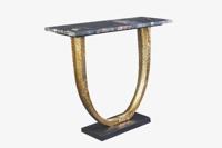 Handgemaakte wandtafel OMEGA 80cm zwart marmer goud metaal - 44851 - thumbnail