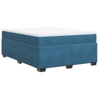 Boxspring met matras fluweel donkerblauw 160x200 cm - thumbnail