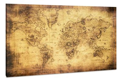 Schilderij - Oude Wereldkaart, Vintage, Eyecatcher aan de muur, Premium Print
