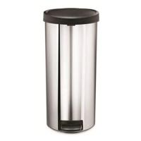 Simplehuman Afvalemmer Rond Glans met kunststof deksel 30 liter (Zilver) - thumbnail