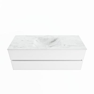 MONDIAZ VICA-DLUX 130cm badmeubel onderkast Talc 2 lades. Inbouw wastafel CLOUD midden zonder kraangat, kleur Opalo. MONDIAZ VICA-DLUX 130cm badmeubel onderkast Talc 2 lades. Inbouw wastafel CLOUD midden zonder kraangat, kleur Opalo.