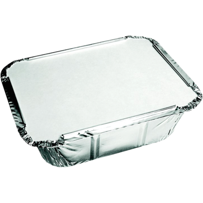Bak | Aluminium | 450ml | opstaande rand | incl. Deksel | 142x116x41mm | zilver | 250 stuks