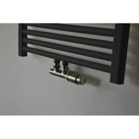 Onderblok Radiatoraansluitset Wiesbaden 16x2,0 +15 Knel Haaks Rechts Aansluiting Geborsteld Staal (RVS Look) - thumbnail