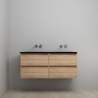 On-Line Onderkast - 120 cm - Voorgemonteerd - Ladestructuur - Acryl Wastafel - zonder Kraangat - Eiken