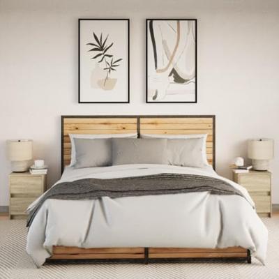 Nachtkastjes met LED-verlichting 2 st bewerkt hout sonoma eiken