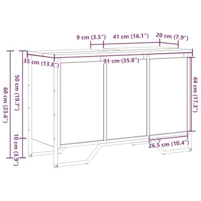 Badkamer Wasbak Kast Ambachtelijk Eiken 91x35x60 cm Gefabriceerd Hout