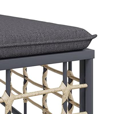 Tuinmiddenbank met donkergrijze kussens poly rattan