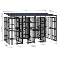 Hondenkennel met dak 7,37 m² staal - thumbnail