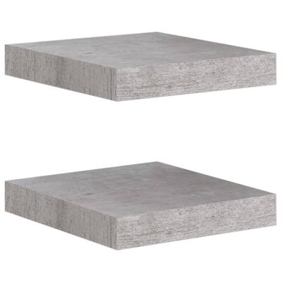 Wandschappen 2 st zwevend 23x23,5x3,8 cm MDF betongrijs