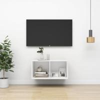 Tv-wandmeubel 37x37x72 cm bewerkt hout wit - thumbnail