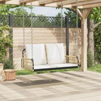 Schommelbank met kussens 105x58x38 cm poly rattan en staal - thumbnail