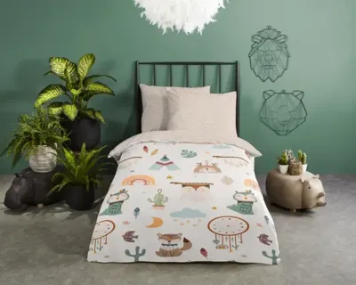 Good Morning Ledikant babydekbedovertrek "tipi-tenten / boho" - Zand - (100x135 cm) - Katoen