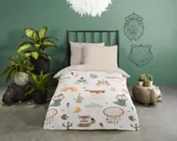 Good Morning Ledikant babydekbedovertrek "tipi-tenten / boho" - Zand - (100x135 cm) - Katoen - thumbnail