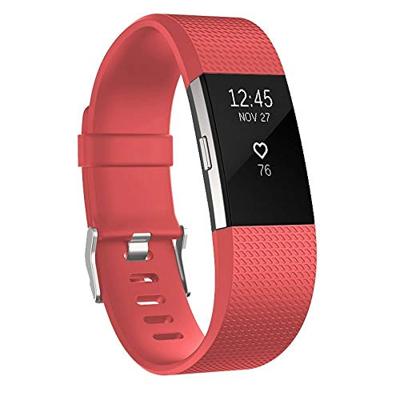 By Qubix - Compatible met Fitbit Charge 2 sportbandje - Maat: Small - Rood - Compatible fitbit bandje
