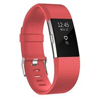 By Qubix - Compatible met Fitbit Charge 2 sportbandje - Maat: Small - Rood - Compatible fitbit bandje - thumbnail