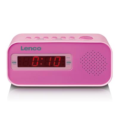 Lenco CR-205PK Wekkerradio met Slaaptimer Alarmfunctie met Stickerset Roze