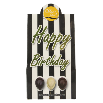 Voor Jou! Cadeau doos black & white happy birthday 100 Gram