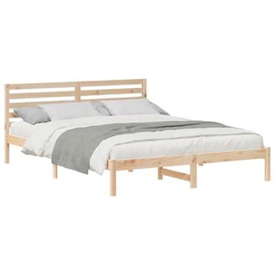 Bedframe met hoofdeinde Bruin 160 x 210 cm Massief grenenhout