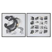 Canvas Home ESPRIT Wit Zwart polyestyreen Canvas Abstract Modern 104 x 4 x 103,5 cm (2 Stuks) - thumbnail