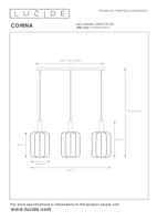 Lucide CORINA - Hanglamp - 3xE27 - Zwart - thumbnail