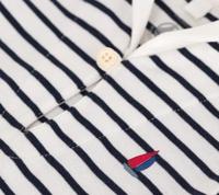 Combicourte baby met trui-kraag PETIT BATEAU in gestreept katoen marineblauw - thumbnail
