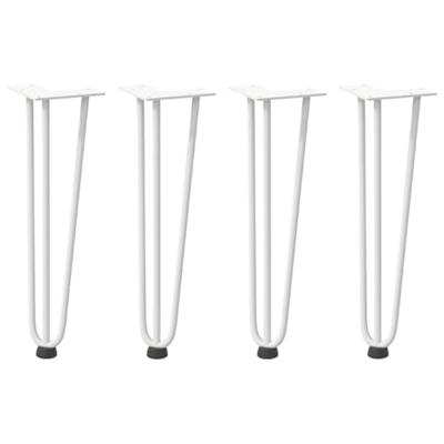 Haarspeld tafelpoten 4 st 42 cm massief staal wit Haarspeld tafelpoten 4 st 42 cm massief staal wit
