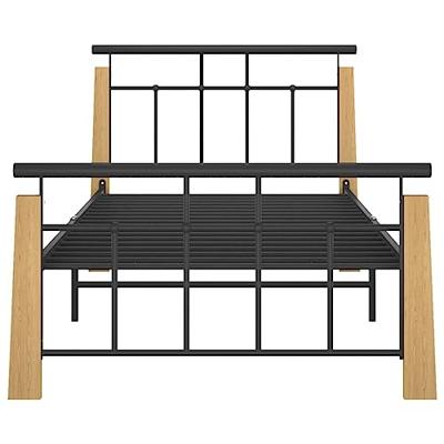 VidaXL Bedframe metaal en massief eikenhout 90x200 cm VidaXL Bedframe metaal en massief eikenhout 90x200 cm
