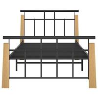 Bedframe metaal en massief eikenhout 90x200 cm - thumbnail