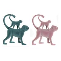 Decoratieve figuren DKD Home Decor Groen Roze Tropisch Overalls 22,5 x 8 x 27,5 cm (2 Stuks) - thumbnail