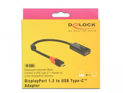 DeLOCK displayport adapter voor usb-c monitor 4k (zwart, 0,2 meter)