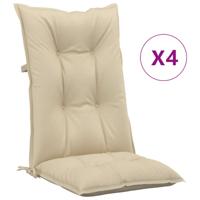 vidaXL Tuinstoelkussens 4 st hoge rug 120x50x7 cm stof beige - thumbnail