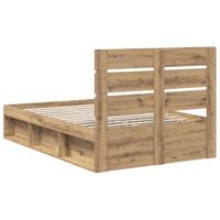 Bedframe Ambachtelijk eiken 135 x 190 cm Massief grenenhout - thumbnail
